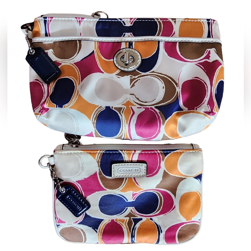 Coach Multicolor Part Op Art Satin And Leather Carrie… - Gem